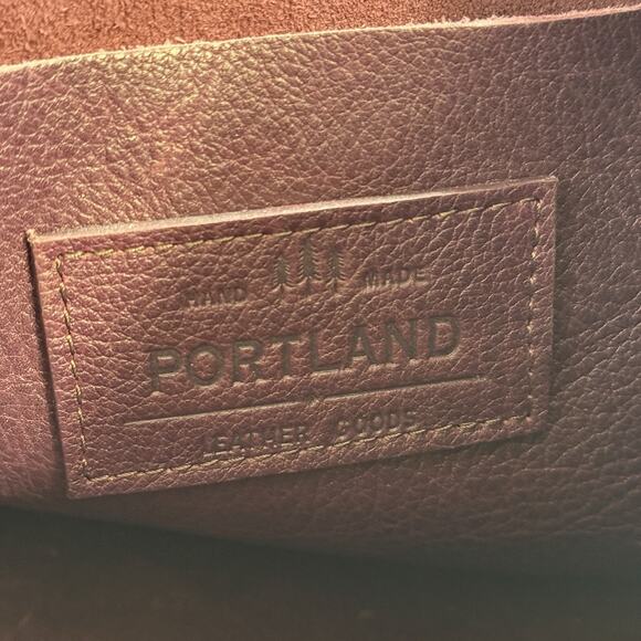 Portland Leather Goods Bucket Bag Purse Crossbody Plum Wine Color Drawstring - Picture 8 of 16
